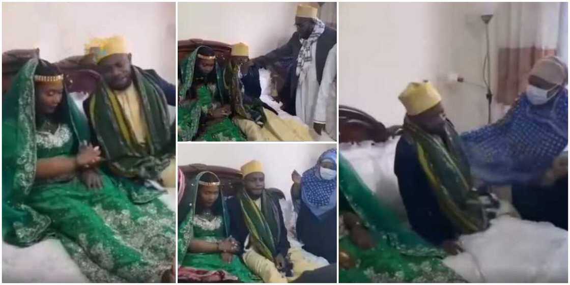 Nigerians react to video of groom crying as parents escort him to join bride on their matrimonial bed Nigerians react to video of groom crying as parents escort him to join bride on their matrimonial bed