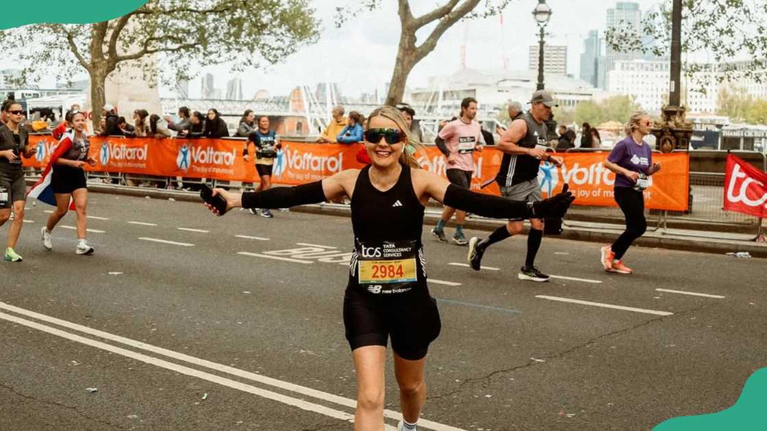 A race participant celebrates a moment A race participant celebrates a moment