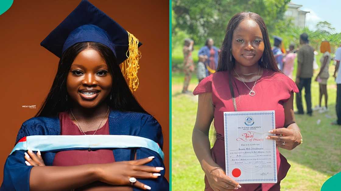 A lady who never got a carryover celebrates as she emerges as the best graduating student in her class.