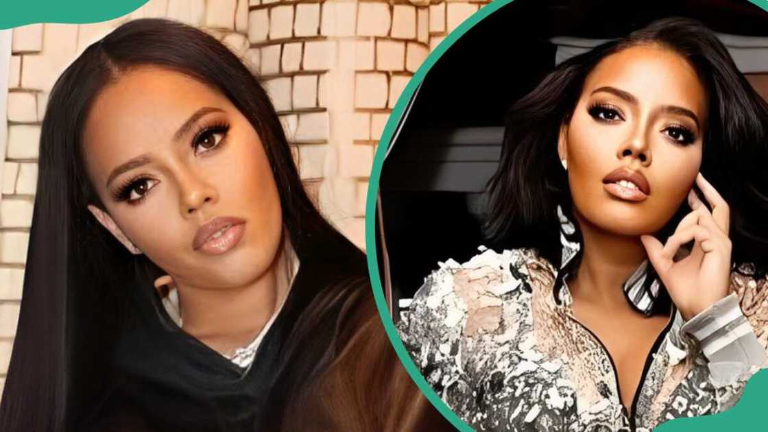 Angela Simmons in a black outfit (L). The American actress in a silver jacket (R) Angela Simmons in a black outfit (L). The American actress in a silver jacket (R)