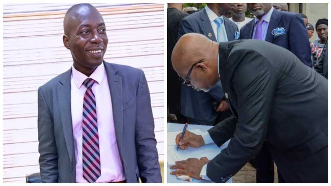 Marigayi Oyekanmi da Gwamna Abiodun. Marigayi Oyekanmi da Gwamna Abiodun.