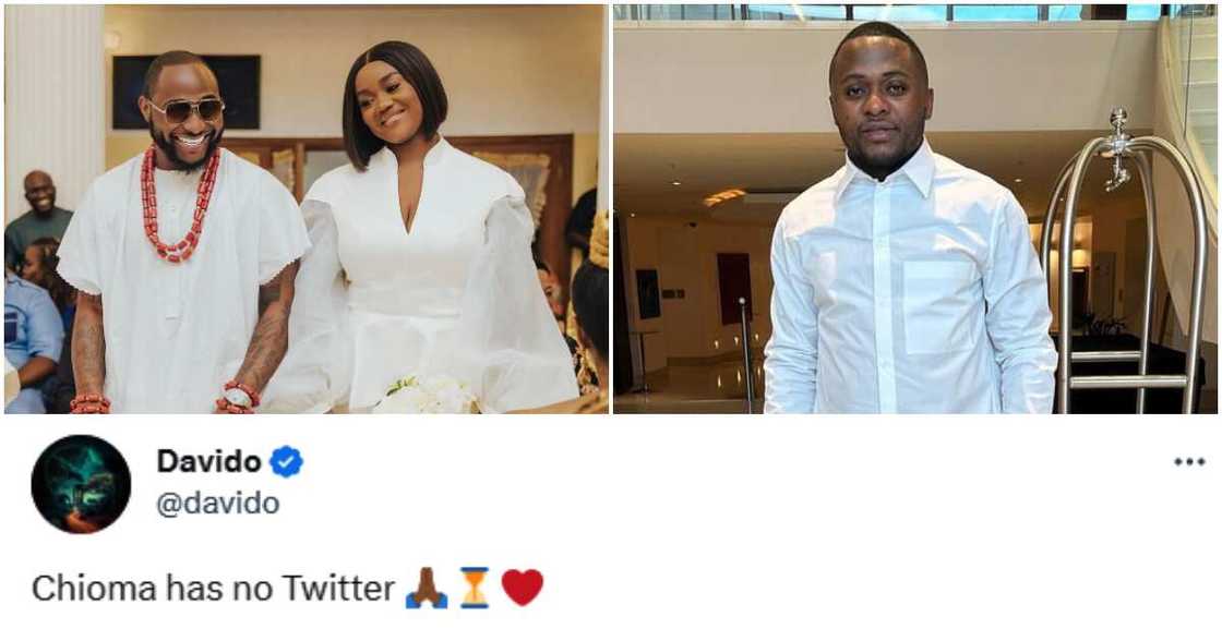 Davido, Ubi Franklin call out fake Twitter page impersonating Chioma.