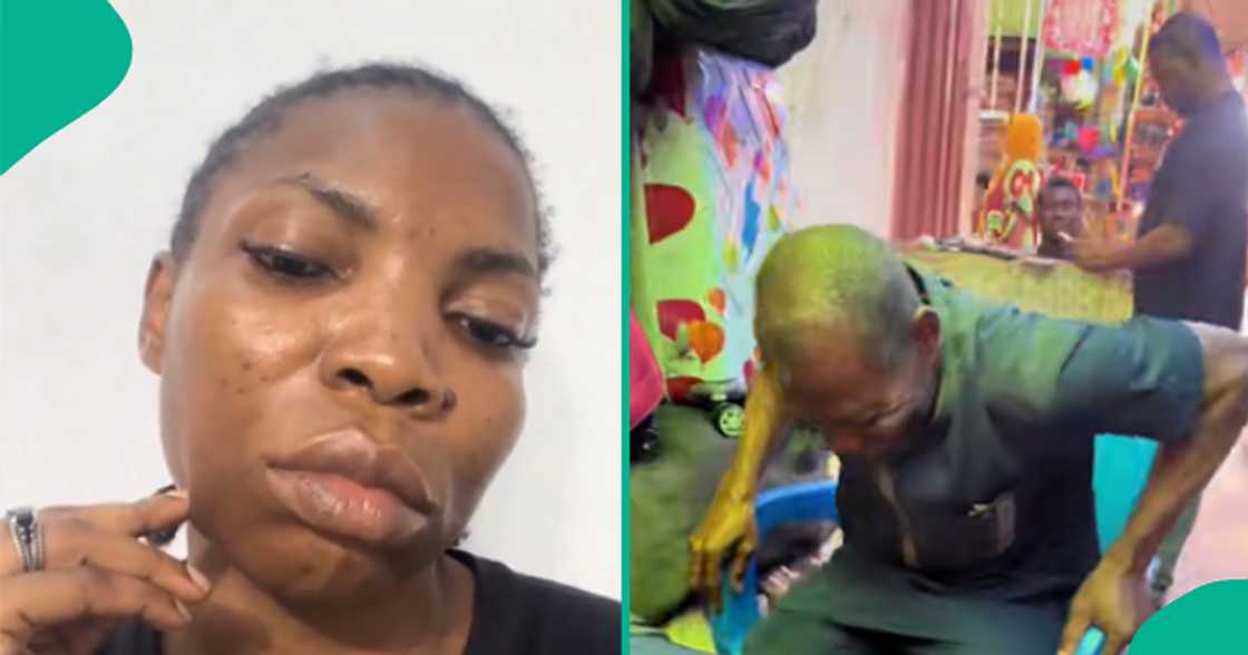 Lady surprises a visually impaired man with a brand new chair. Lady surprises a visually impaired man with a brand new chair.