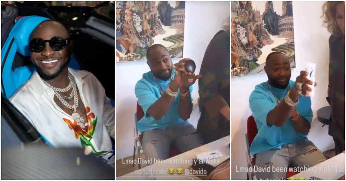 Davido imitates makeup bloggers in funny video