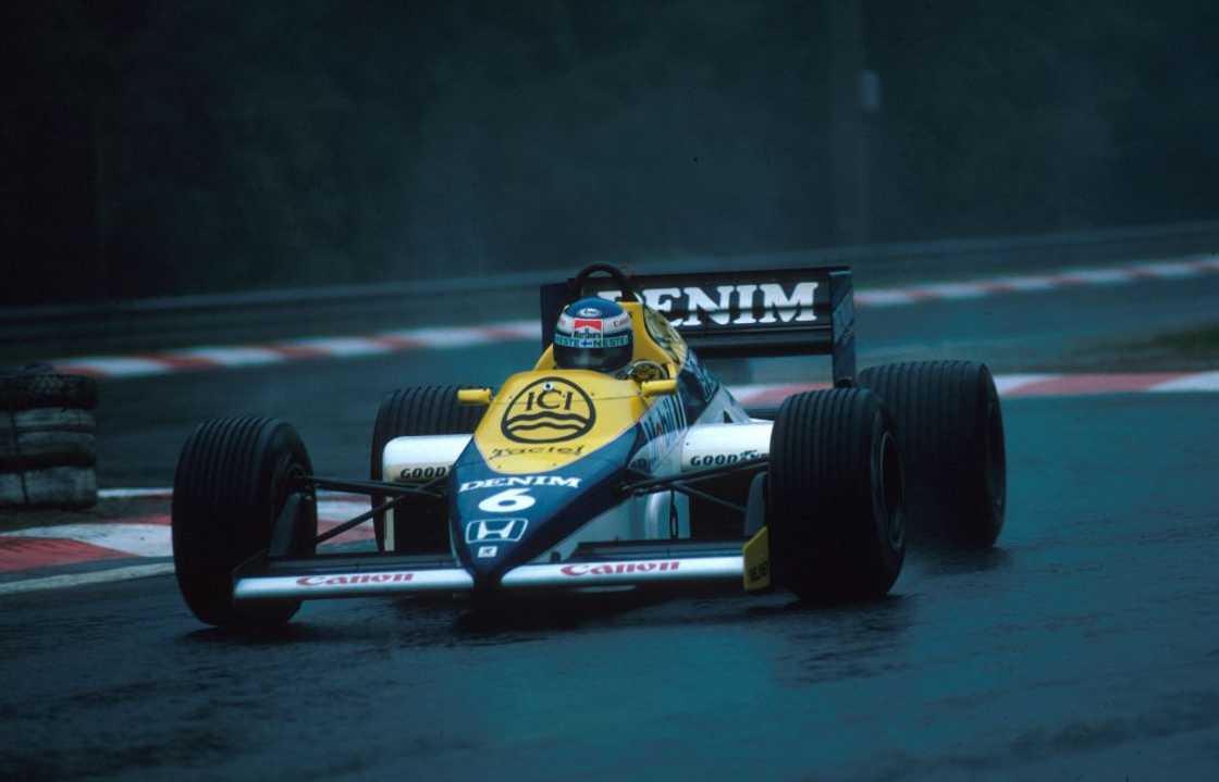 F1 driver Keke Rosberg drives the Williams FW10