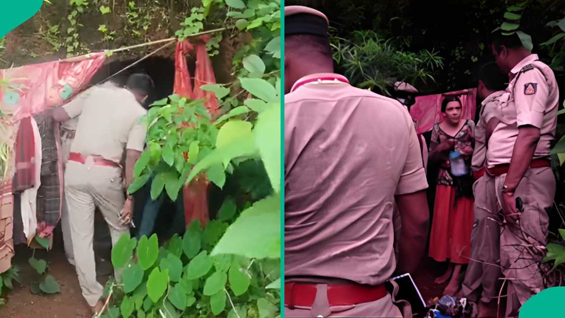 Video as woman is found residing in forest cave with her 2 children Video as woman is found residing in forest cave with her 2 children
