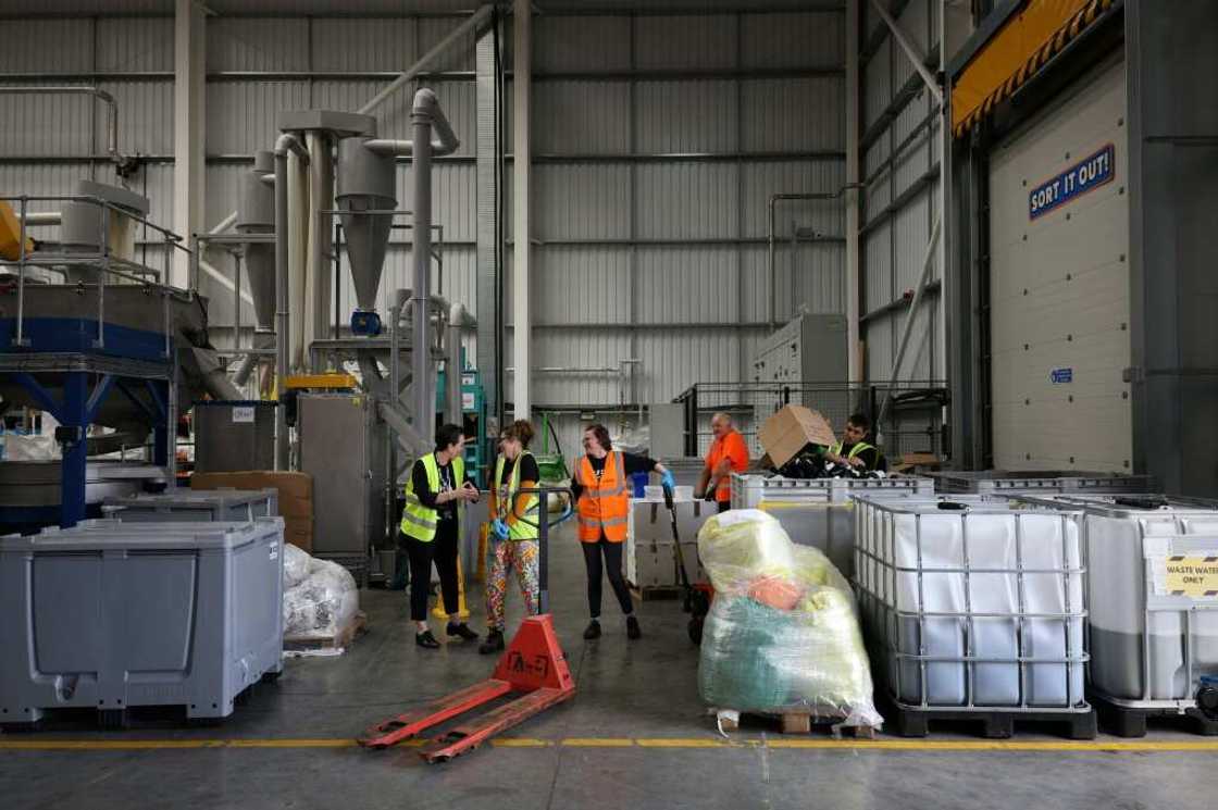 Recycling of its packaging is done at the company's headquarters in Poole, on England's south coast Recycling of its packaging is done at the company's headquarters in Poole, on England's south coast