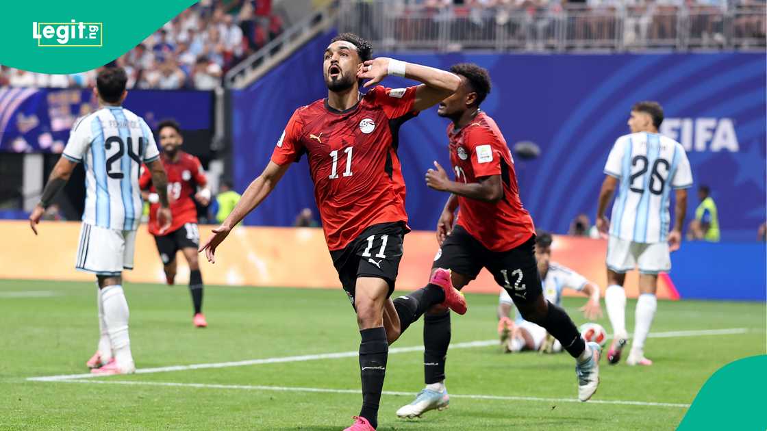 Mostafa Zico celebrates scoring Egypt's second goal during the FIFA World Cup 2026 Round of 16 match against Argentina. Photo by Buda Mendes Mostafa Zico celebrates scoring Egypt's second goal during the FIFA World Cup 2026 Round of 16 match against Argentina. Photo by Buda Mendes