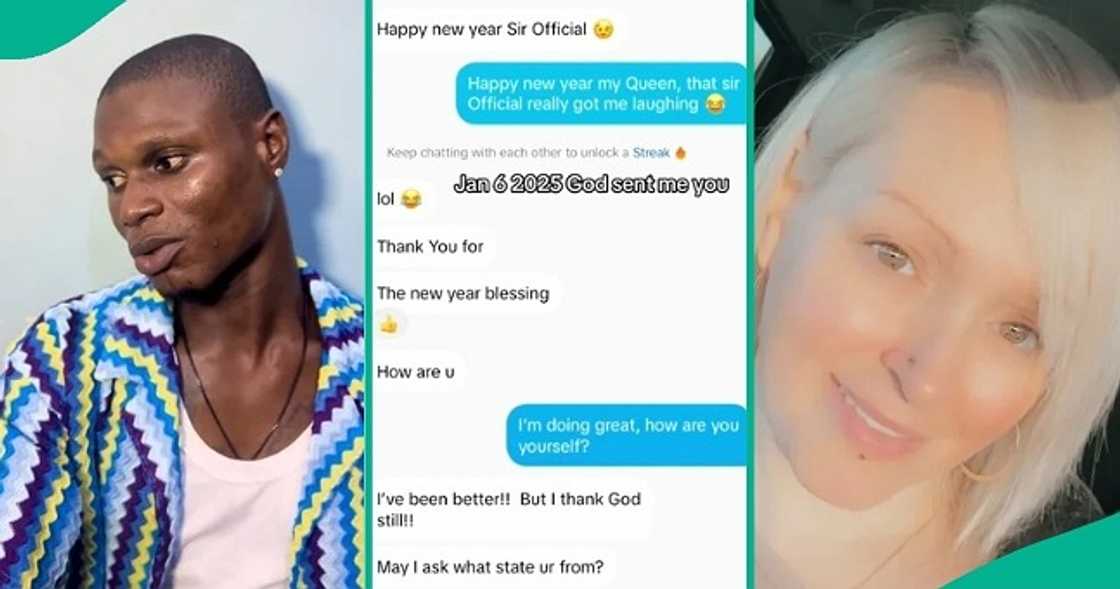 Nigerian man's chat with oyinbo woman draws attention. Nigerian man's chat with oyinbo woman draws attention.