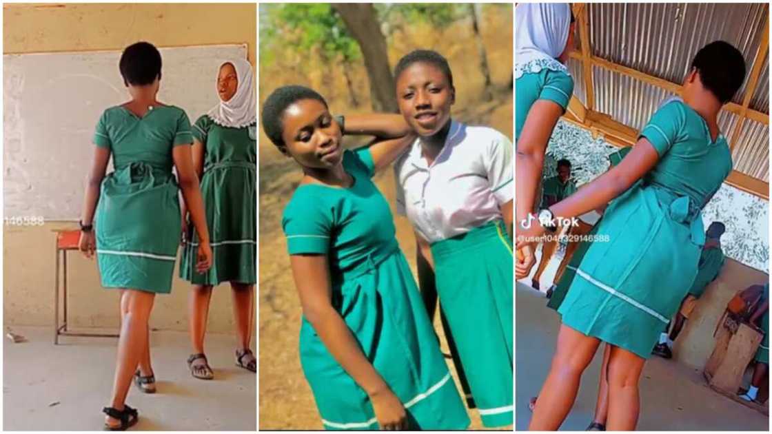 Students dance in class/girls danced in uniforms. Students dance in class/girls danced in uniforms.