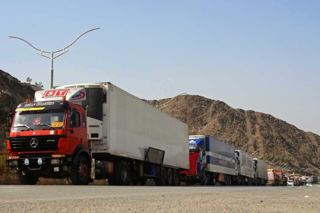 Dozens of Afghan trucks were stranded with rotting produce when the frontier shut on October 12 due to deadly clashes Dozens of Afghan trucks were stranded with rotting produce when the frontier shut on October 12 due to deadly clashes