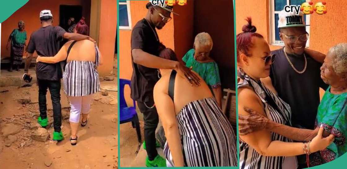 Grandma reacts as she meets grandson's oyinbo wife in video Grandma reacts as she meets grandson's oyinbo wife in video
