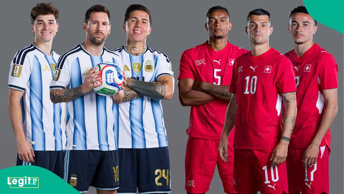 Argentina vs Switzerland team pose for FIFA World Cup 2026 quarter final match. Photo by FIFA