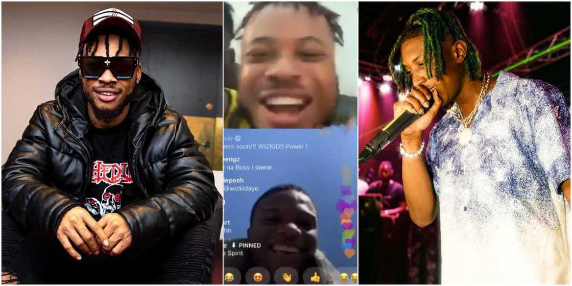 Video shows moment Poco Lee introduced Bella Shmurda to Wizkid on IG live