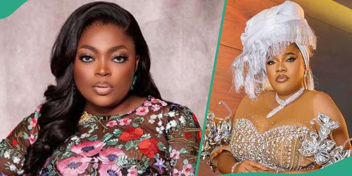 Funke Akindele replies man who asked her and Toyin Abraham to lose weight. Funke Akindele replies man who asked her and Toyin Abraham to lose weight.