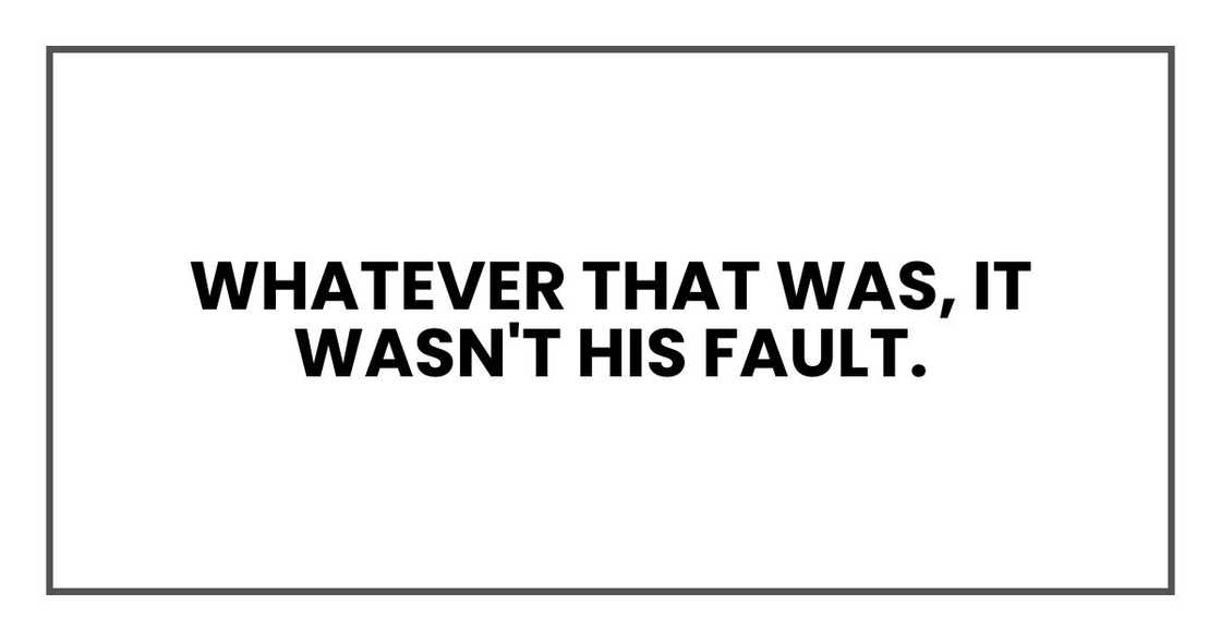 Whatever that was, it wasn't his fault. Whatever that was, it wasn't his fault.