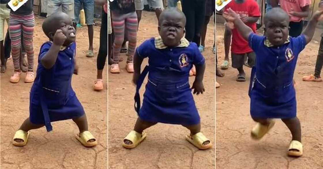 Girl with small stature dances with full energy Girl with small stature dances with full energy