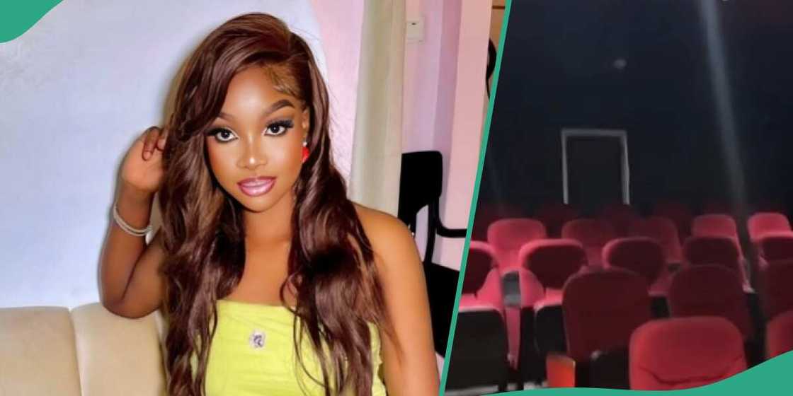 Nigerian lady cinema alone to watch movie