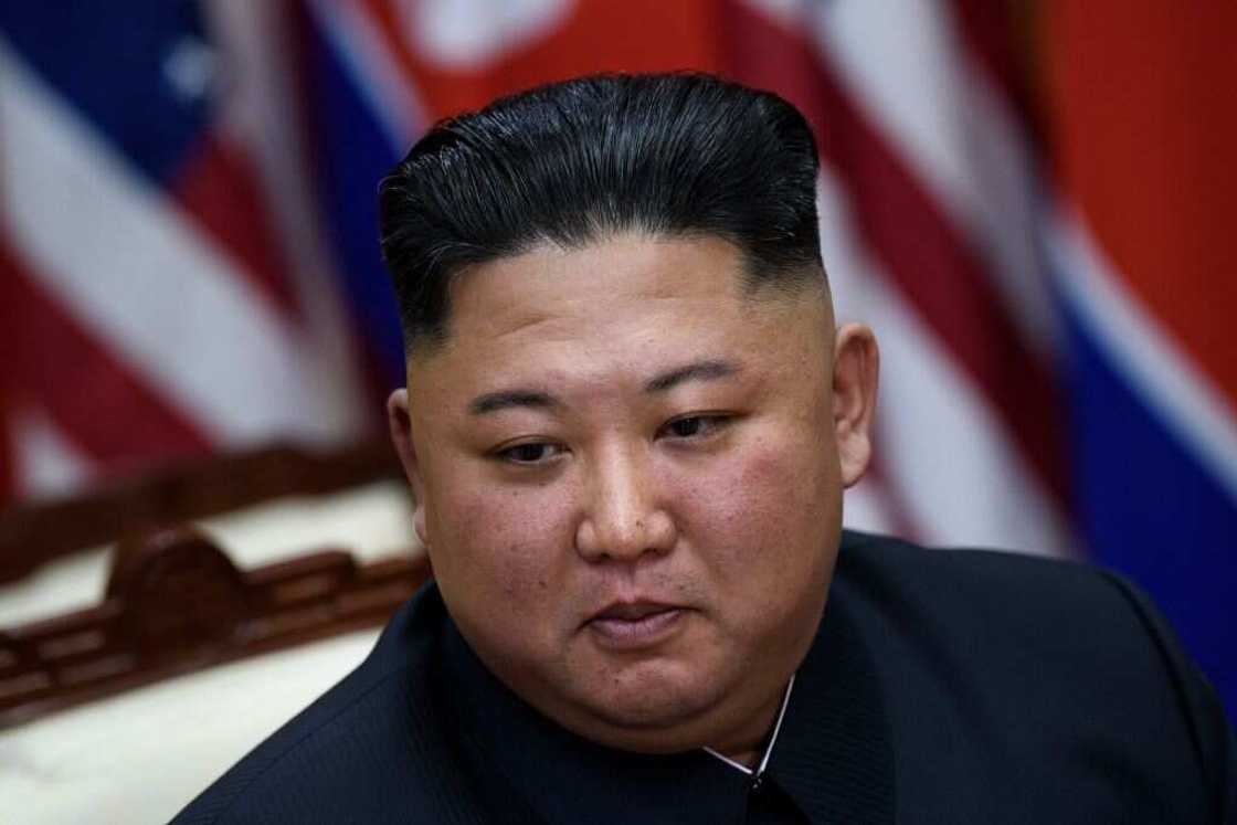 North Korea's leader, Kim Jong Un in a black outfit North Korea's leader, Kim Jong Un in a black outfit