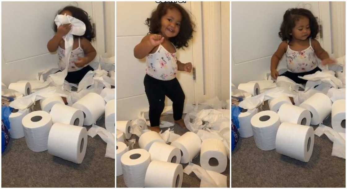 Photos of a baby girl who tore mum's tissue paper. Photos of a baby girl who tore mum's tissue paper.