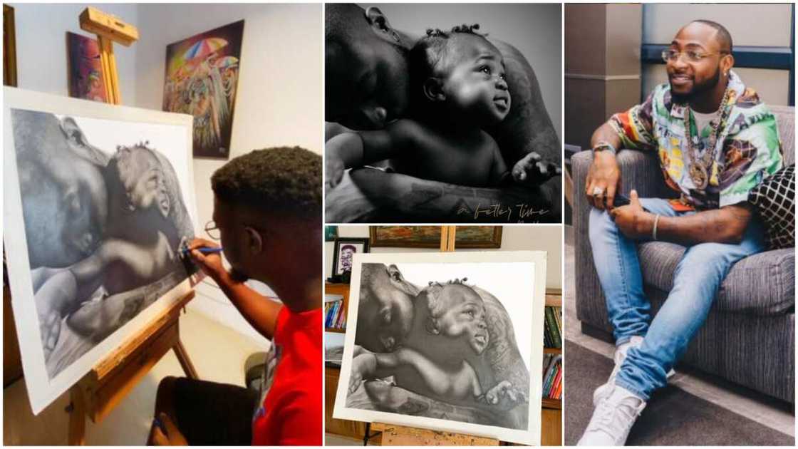 Talented Nigerian man draws Davido's A Better Time album cover (see photos)