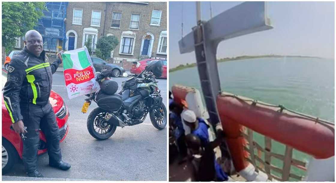 Kunle Adeyanju crosses from Mauritania to Senagal, says police, customs, thugs extorted N124k from him at the border. Kunle Adeyanju crosses from Mauritania to Senagal, says police, customs, thugs extorted N124k from him at the border.
