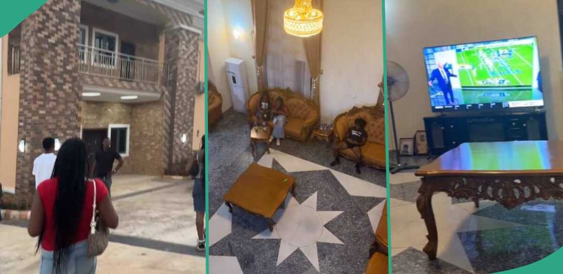 Nigerian lady tackled after she showed off her father's mansion in village