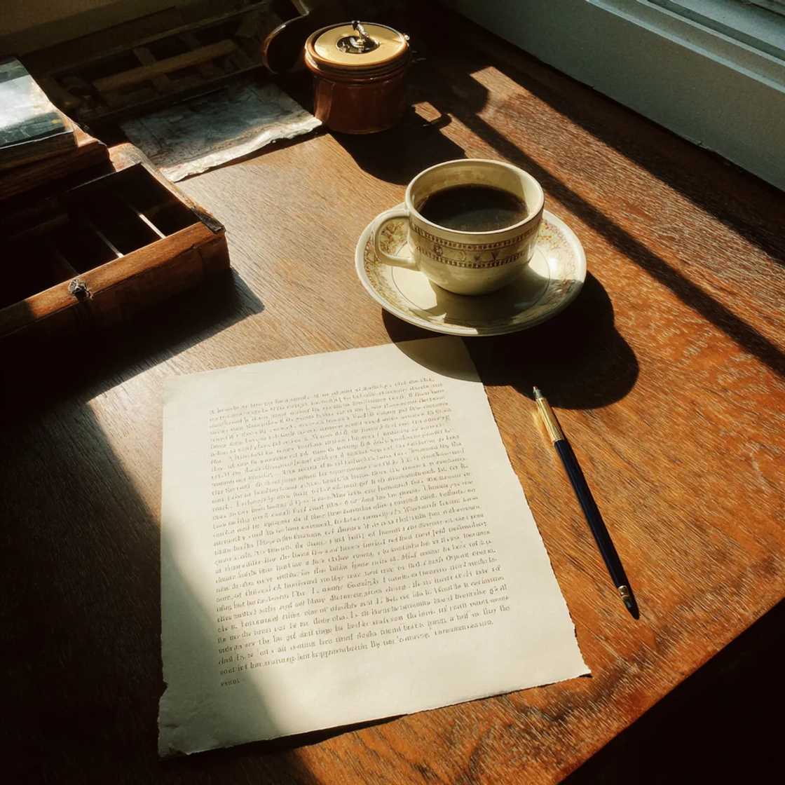A piece of paper on a table A piece of paper on a table