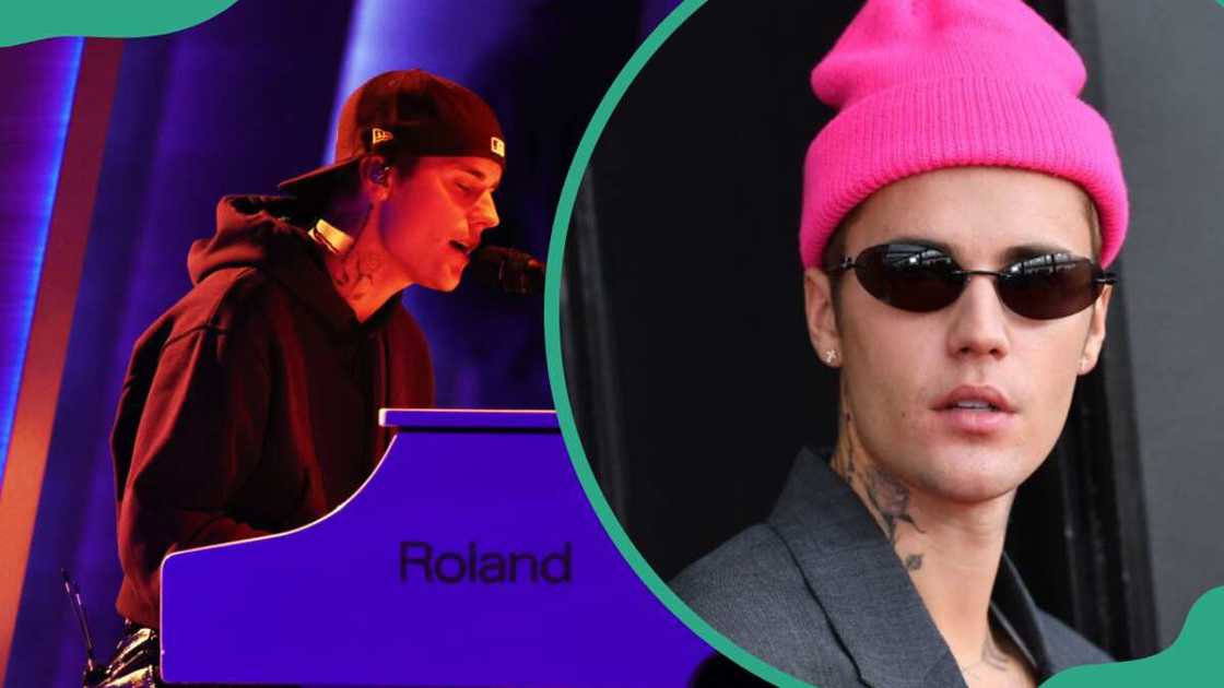 Justin Bieber onstage during the 64th Annual Grammy Awards (L). The Canadian singer at the 64th Annual Grammy Awards at MGM Grand Garden Arena (R) Justin Bieber onstage during the 64th Annual Grammy Awards (L). The Canadian singer at the 64th Annual Grammy Awards at MGM Grand Garden Arena (R)