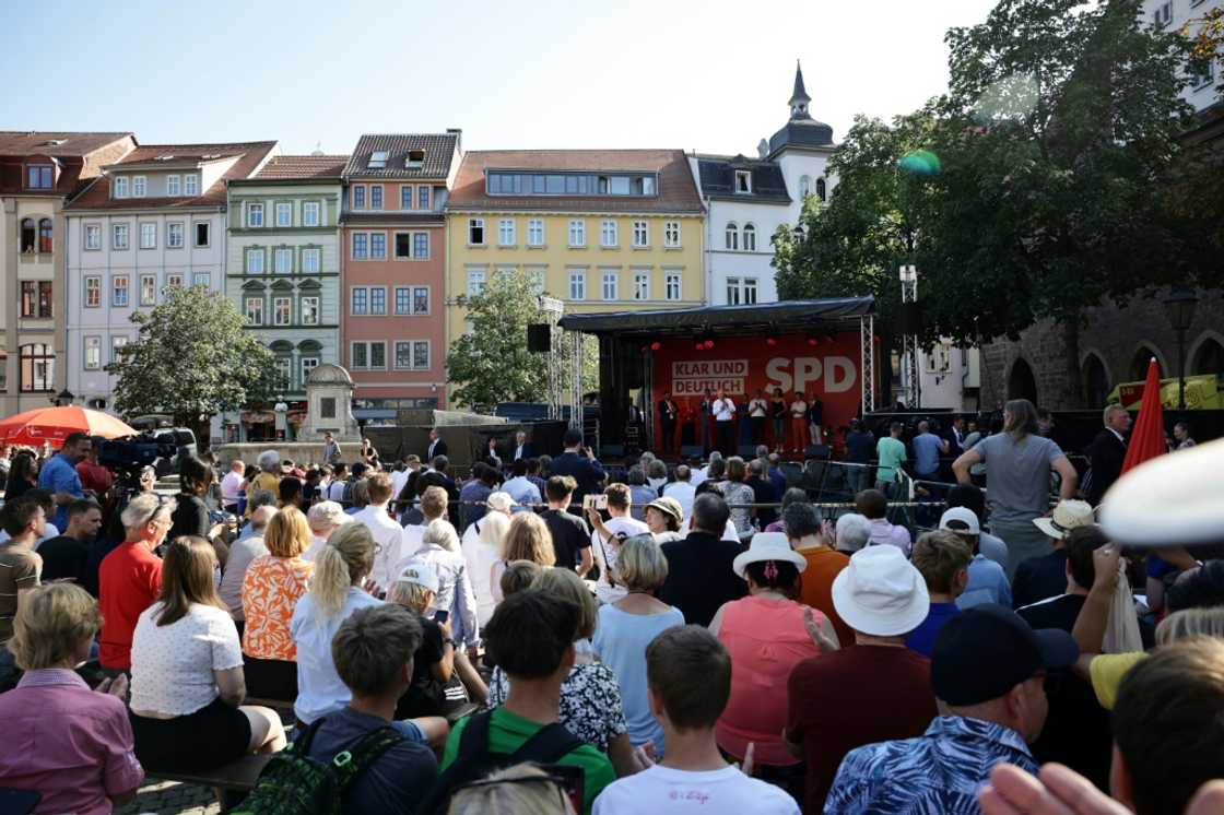 German Chancellor Olaf Scholz visited Jena ahead of regional elections on Sunday