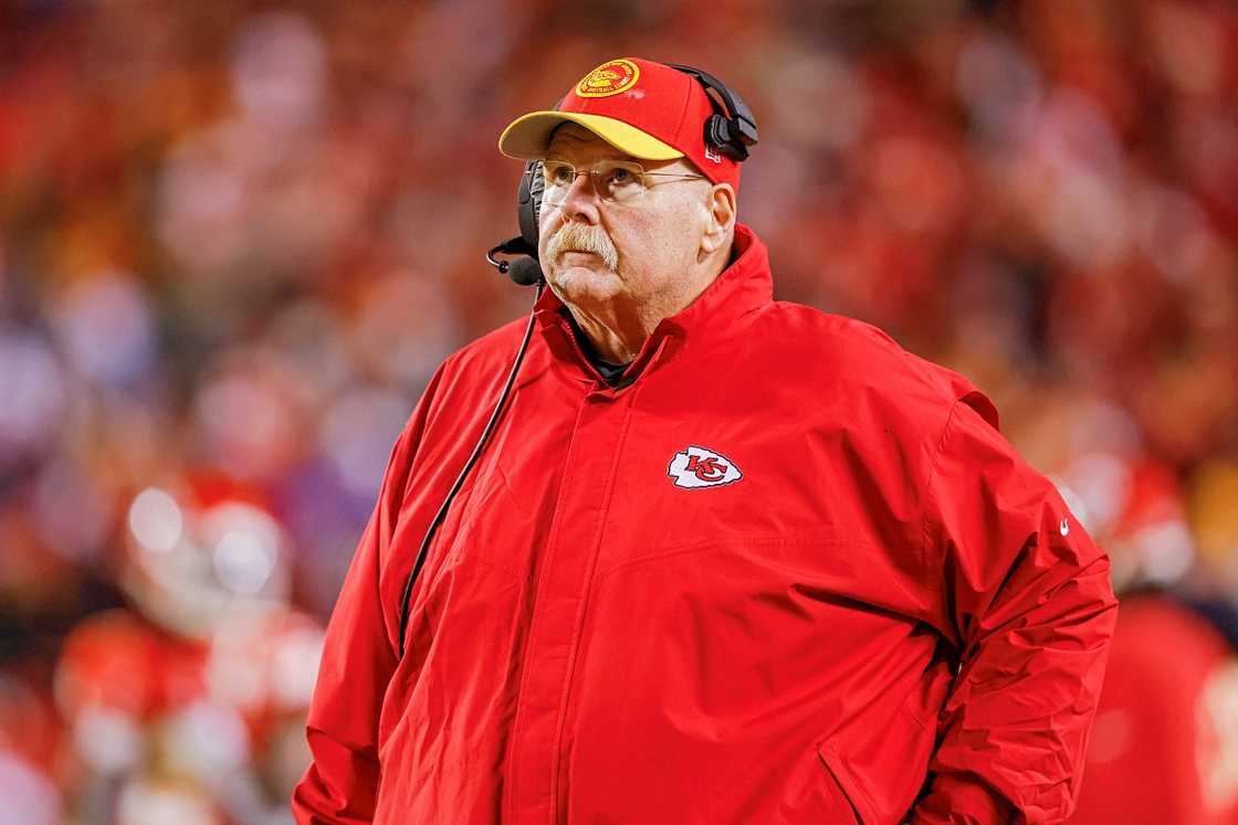 Andy Reid is pictured looking on during a football match.