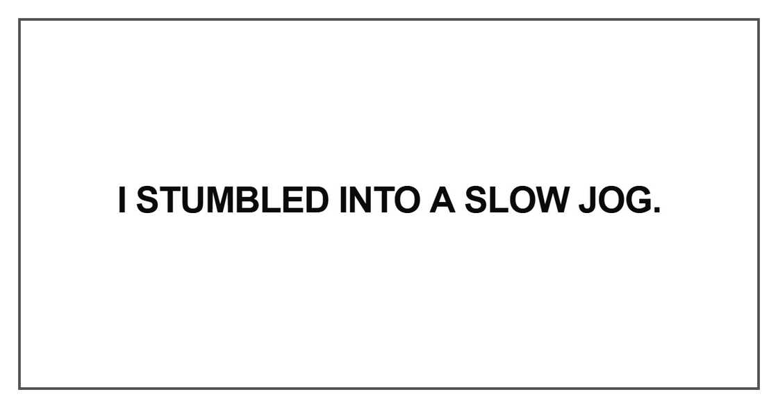 I stumbled into a slow jog I stumbled into a slow jog