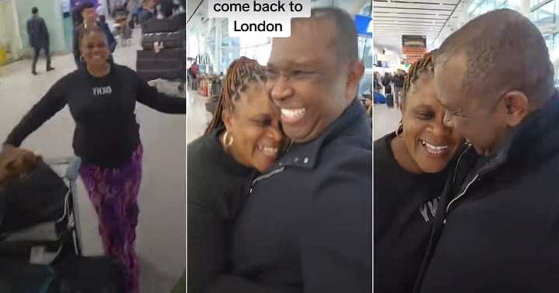 Nigerian man excited as wife arrives in London Nigerian man excited as wife arrives in London