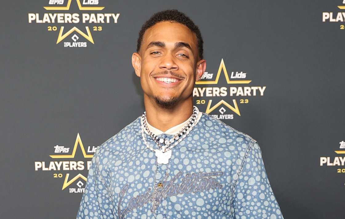 Julio Rodríguez poses on the red carpet of the Player’s Party at MLB All-Star, hosted by the 2025 Major League Baseball Players Association (MLBPA).
