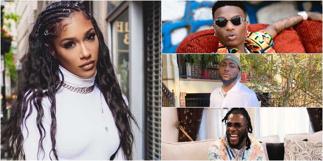 US rapper Bia, Wizkid, Davido, and Burna Boy US rapper Bia, Wizkid, Davido, and Burna Boy