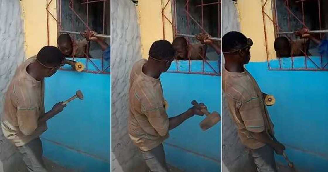 Little boy's head gets stuck in burglary proof.