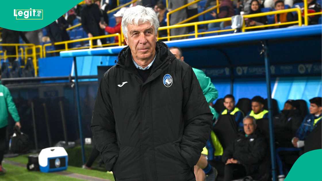 Gian Piero Gasperini duing the Italian Super Cup clash Gian Piero Gasperini duing the Italian Super Cup clash