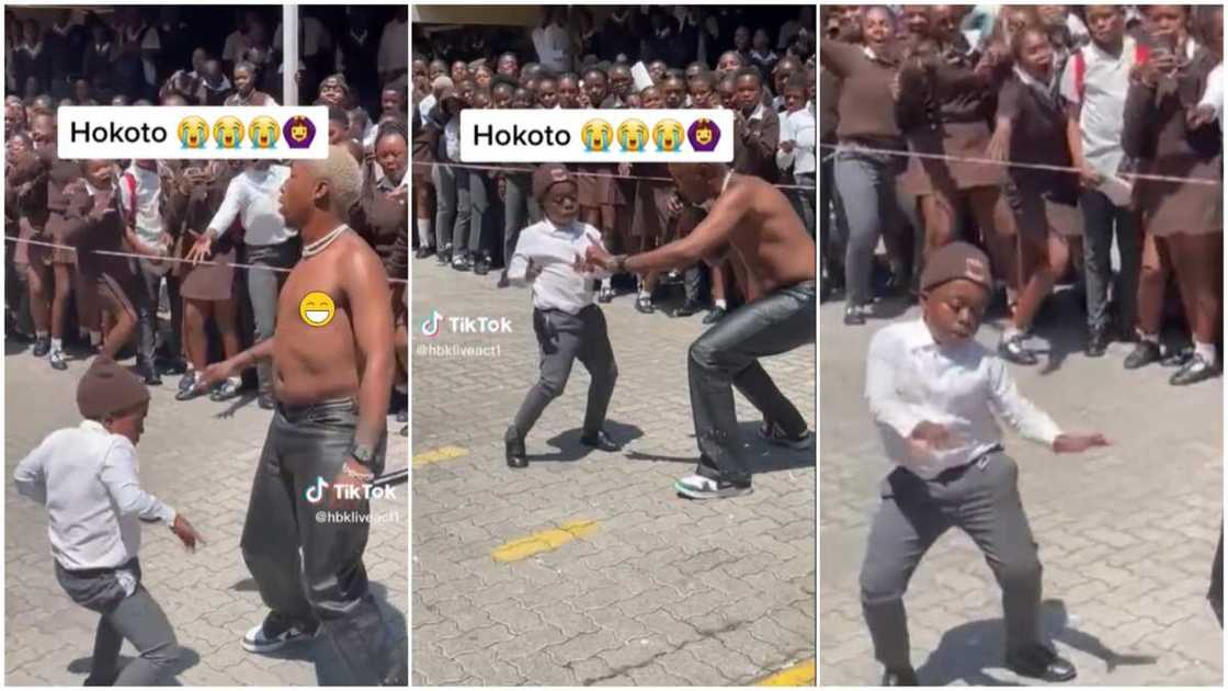 Boy danced with great energy/schoolmates hailed him. Boy danced with great energy/schoolmates hailed him.