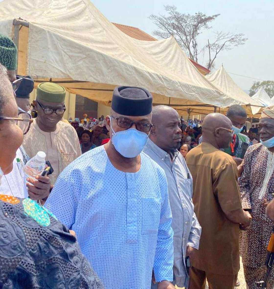 Segun Oni joins the queue for accreditation. Segun Oni joins the queue for accreditation.