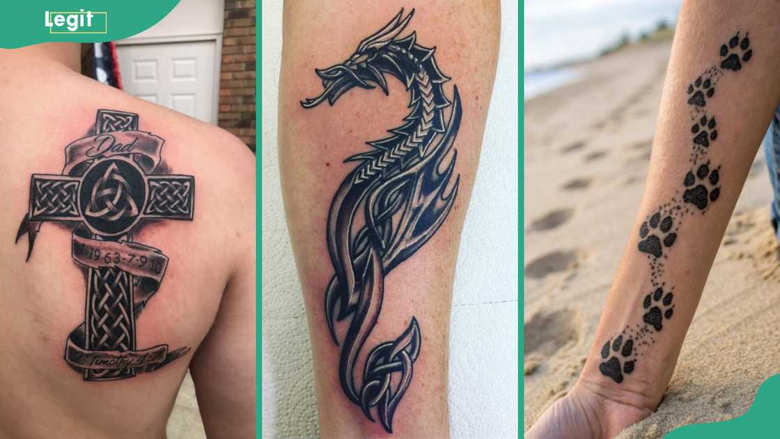 Ogham Script, Celtic Dragon Design and Wolf Paw Print