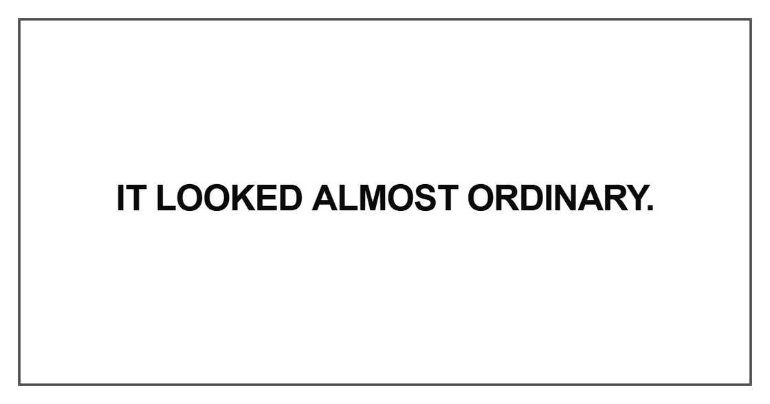 It looked almost ordinary It looked almost ordinary