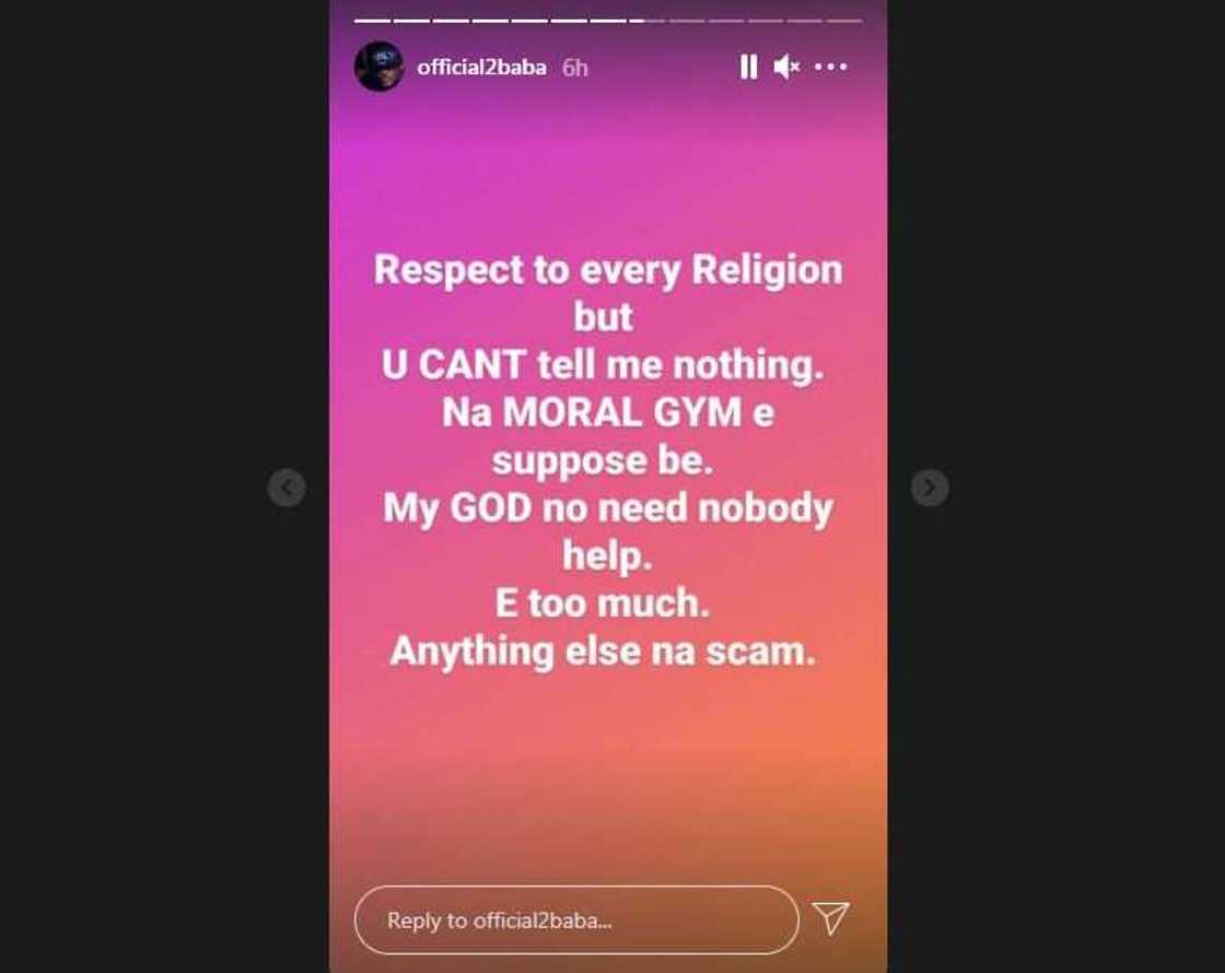 Any human claiming to fight for God is downgrading Him: 2baba says Any human claiming to fight for God is downgrading Him: 2baba says