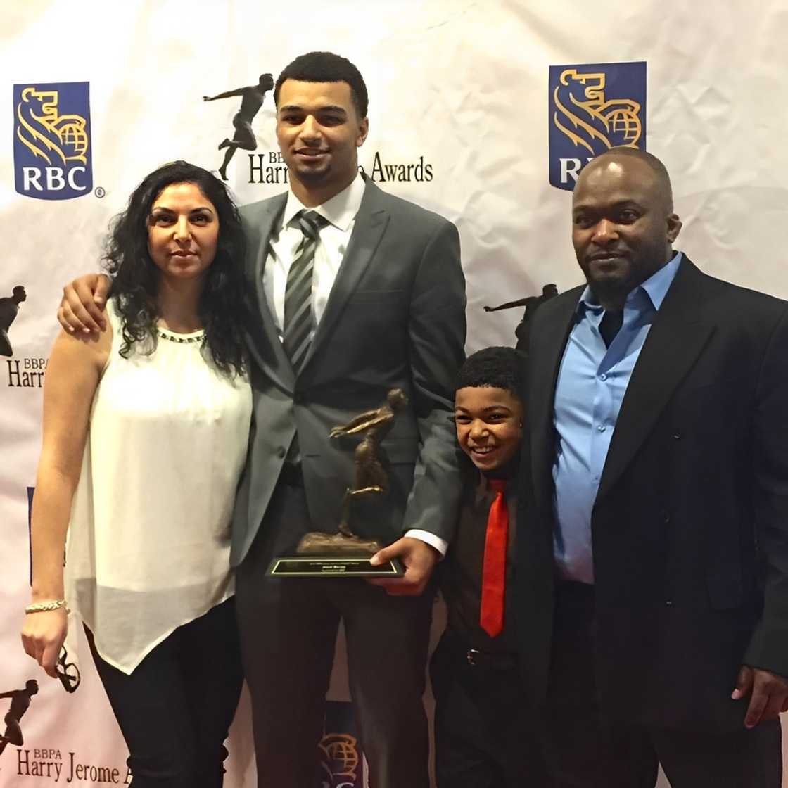 Jamal Murray with his parents and brother. Jamal Murray with his parents and brother.