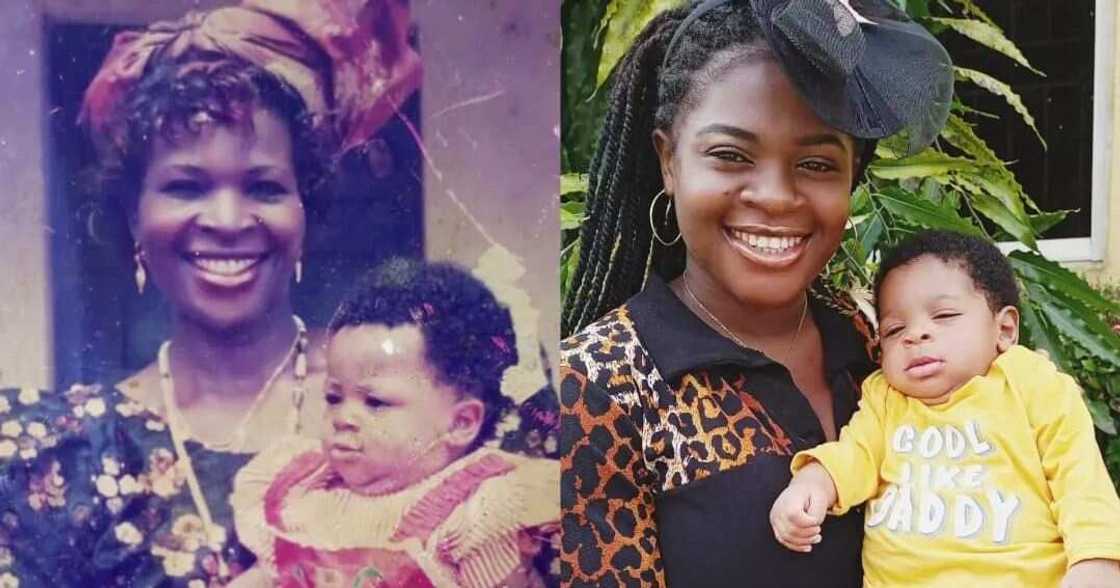 Lady recreates childhood photo with late mother Lady recreates childhood photo with late mother