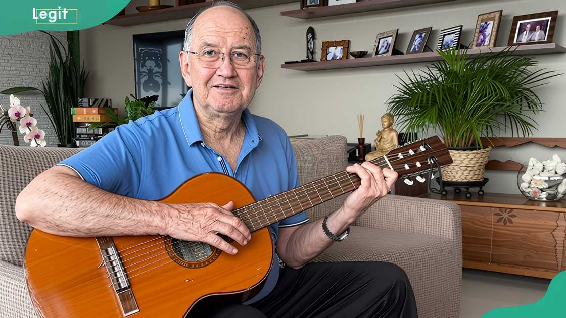 Gisele's dad, Valdir, playing at his house playing guitar
