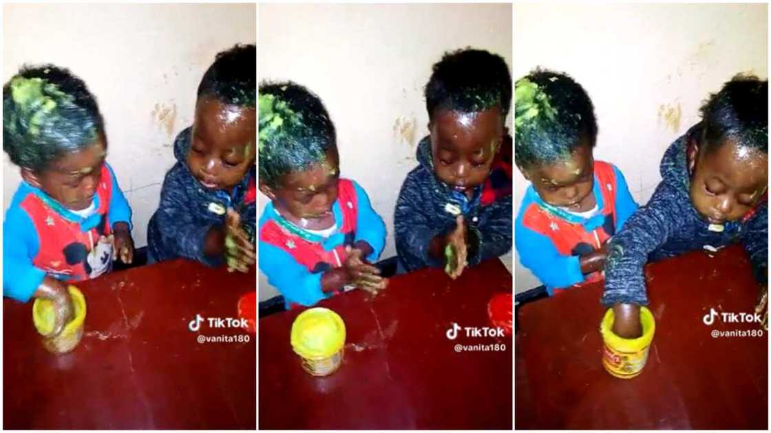 Kids and cream/children make big mess. Kids and cream/children make big mess.