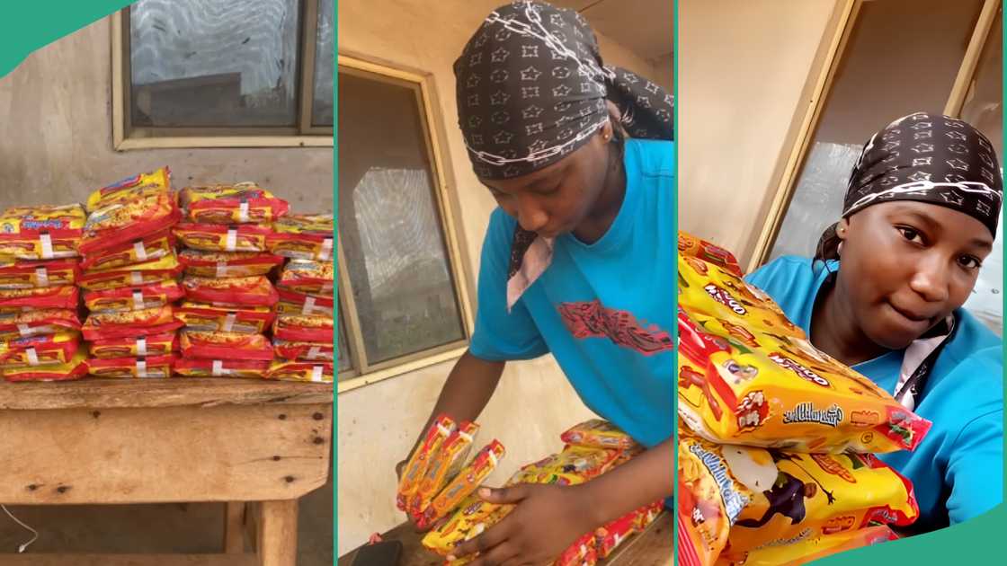 Lady happily flaunts her humble noodles business online