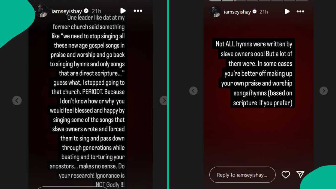 Seyi Shay explains how she dumped church after pastor's take on new age gospel songs. Seyi Shay explains how she dumped church after pastor's take on new age gospel songs.