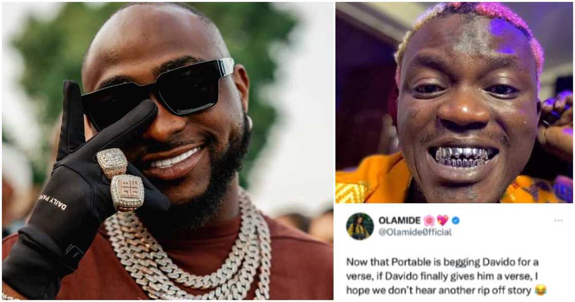 Portable begs Davido for a verse. Portable begs Davido for a verse.