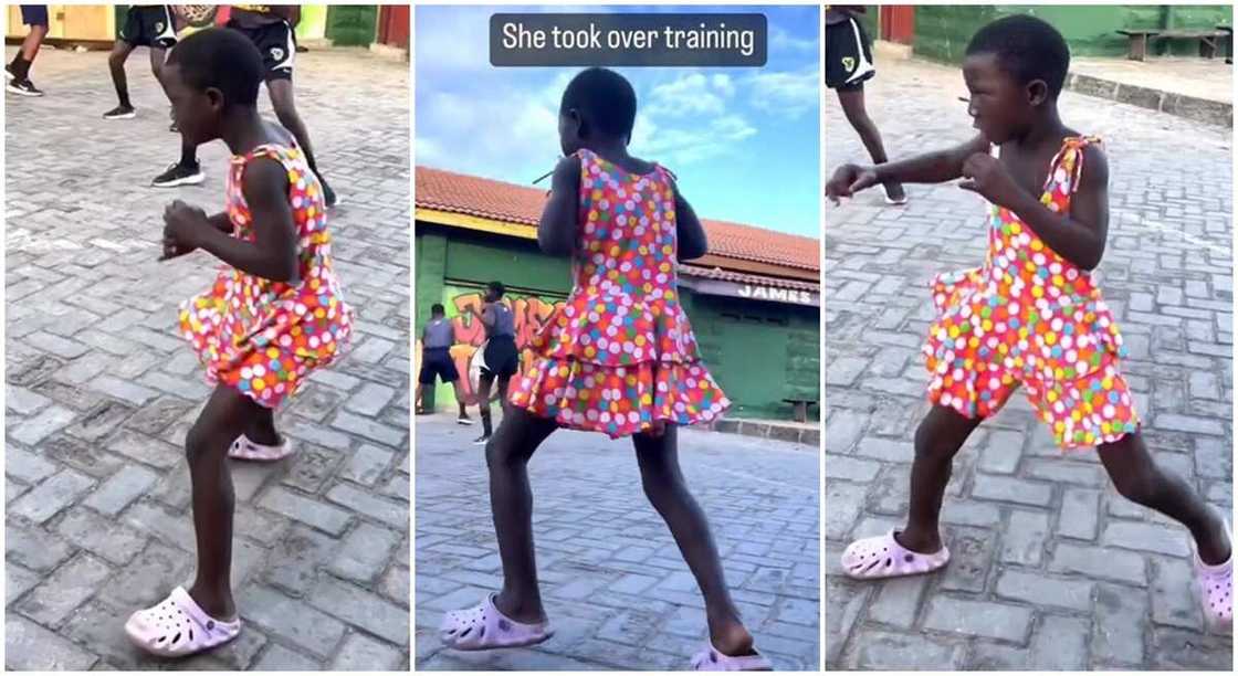 Photos of a girl practicing boxing.